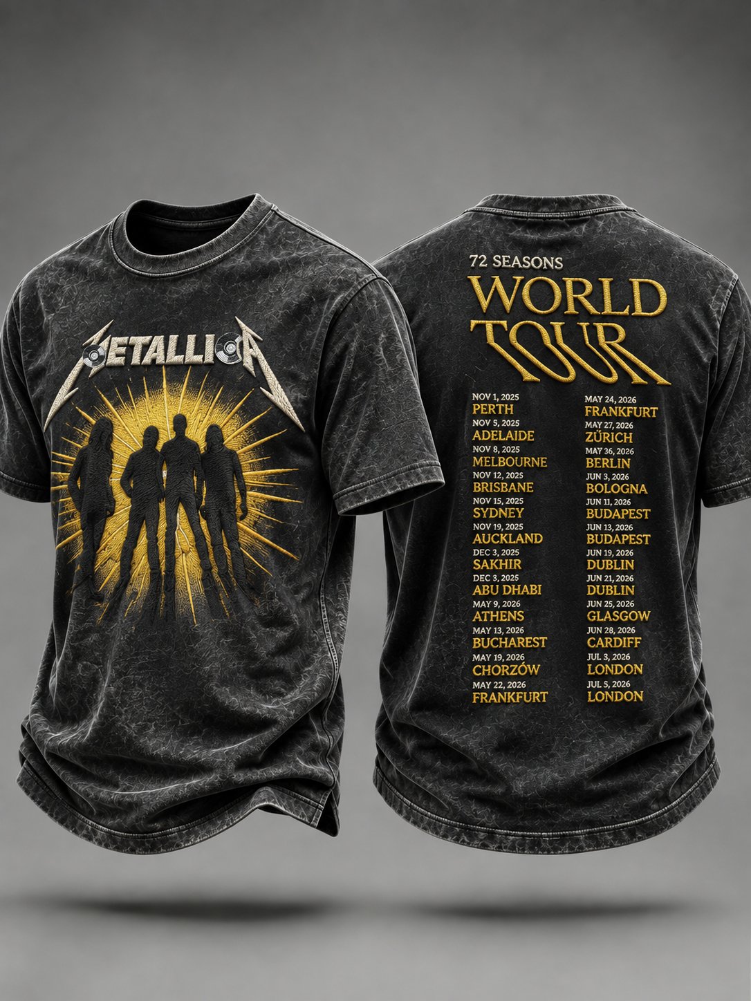 Men's Short-Sleeve T-Shirt with Music Tour Print