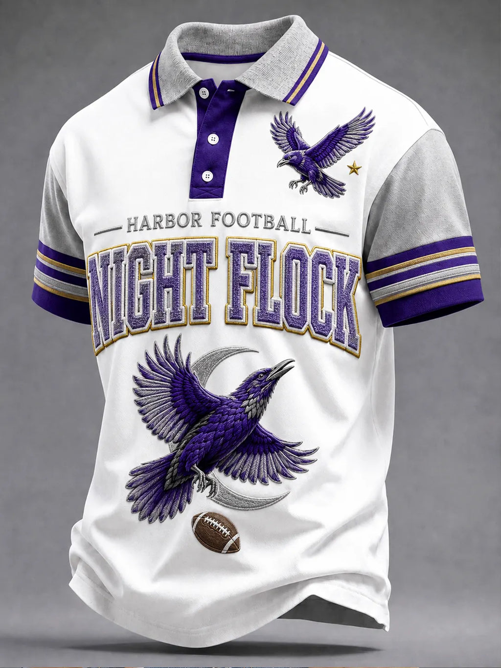 Men's Casual Classic Football Club Graphic Polo Top