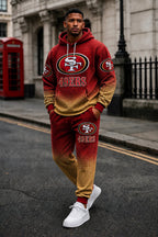 Men's Premium Cotton-Blend Waffle Knit Hoodie And Jogger Set With Football