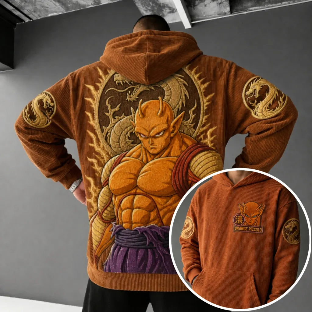 Unisex Oversized Casual Anime-print Corduroy Hoodie