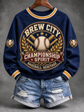 Women's Brew City Championship Spirit Baseball Heritage Baseball Print Sweatshirt