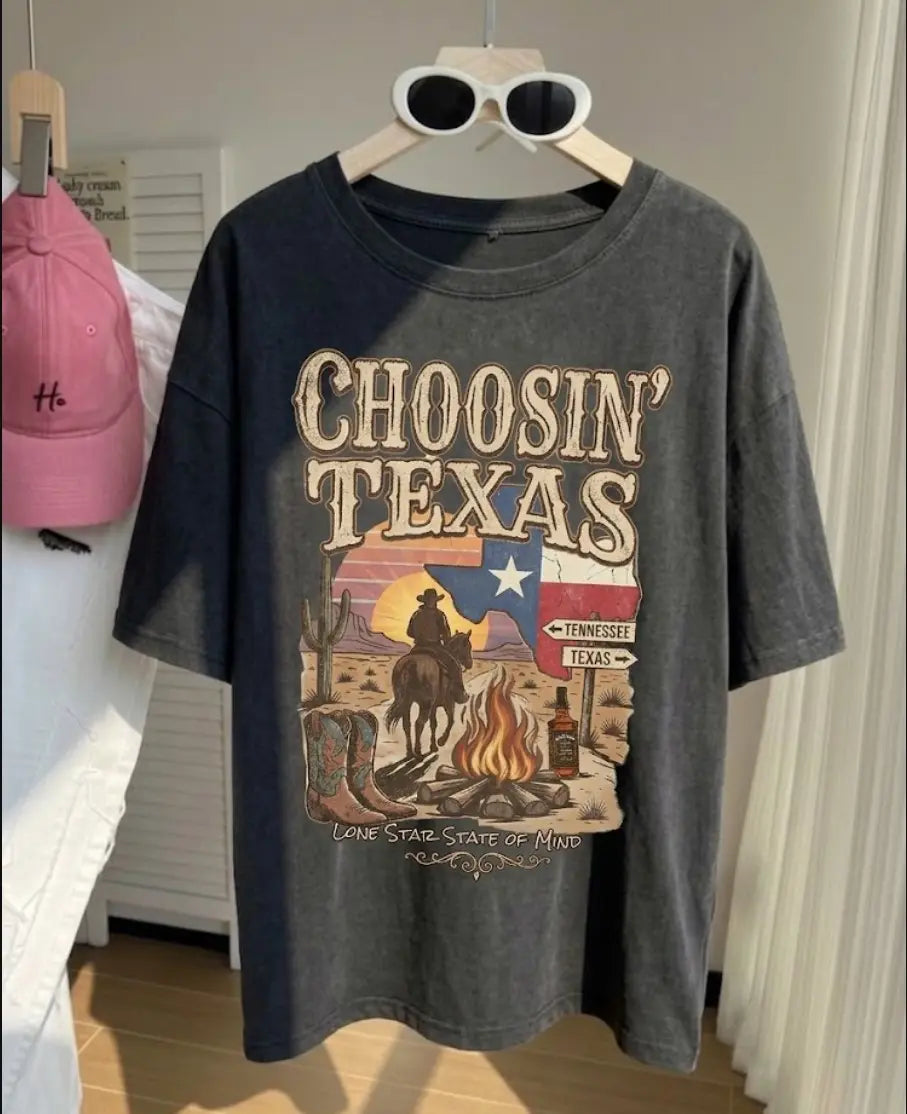 Choosin' Texas T-Shirt, Vintage Country Music Merch, Retro Western Cowboy Shirt