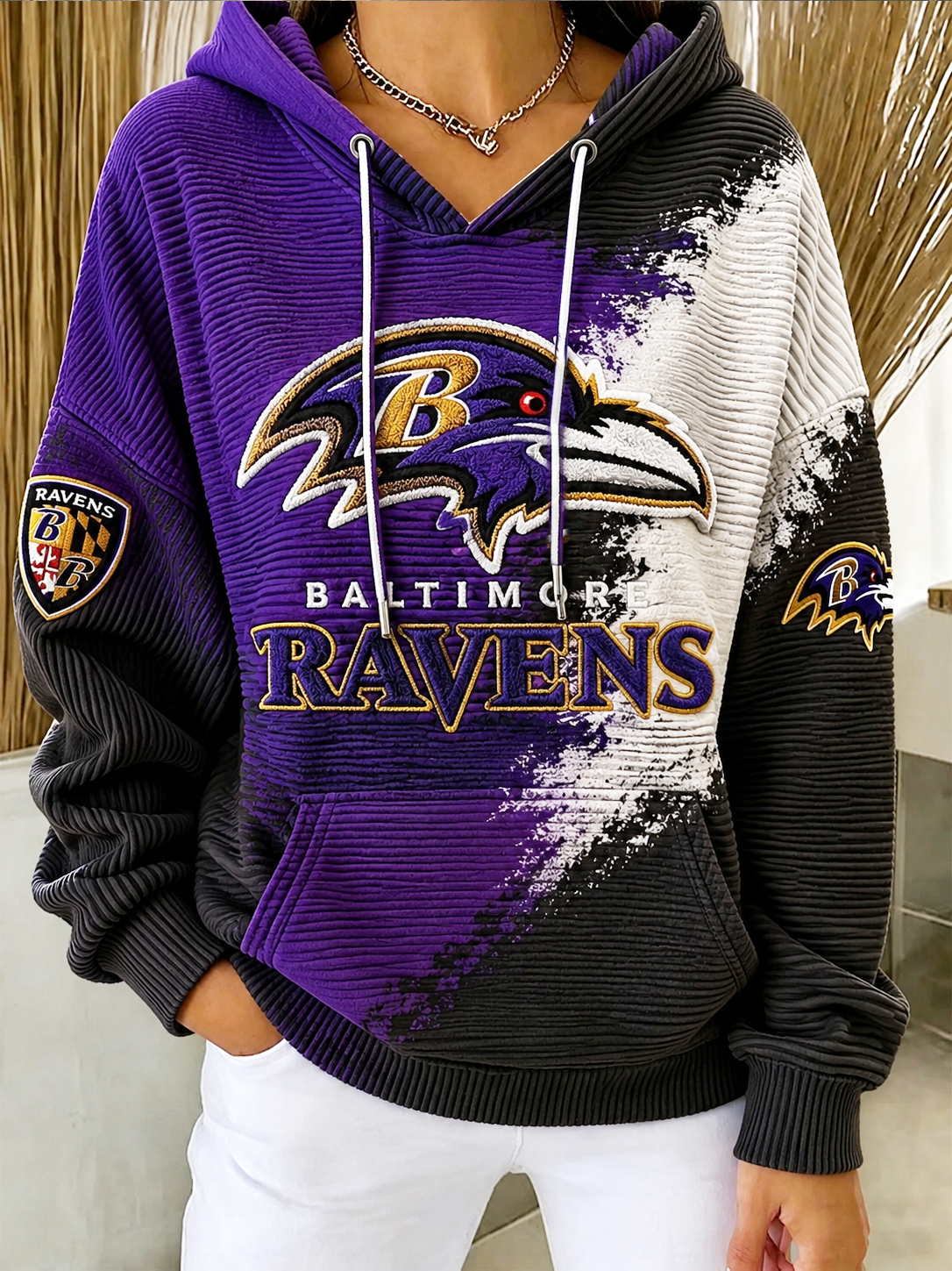 Women's Football Printed Crewneck Sweatshirt