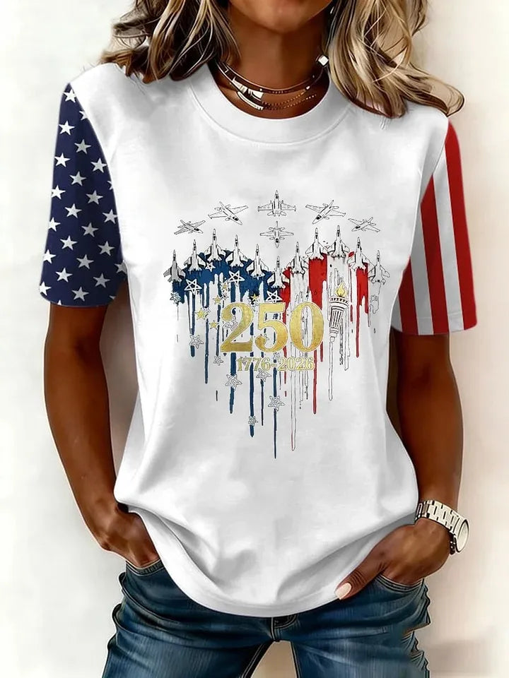 Women's USA 1776-2026 Print Casual T-Shirt