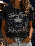 Women's Casual Football Print T-Shirt
