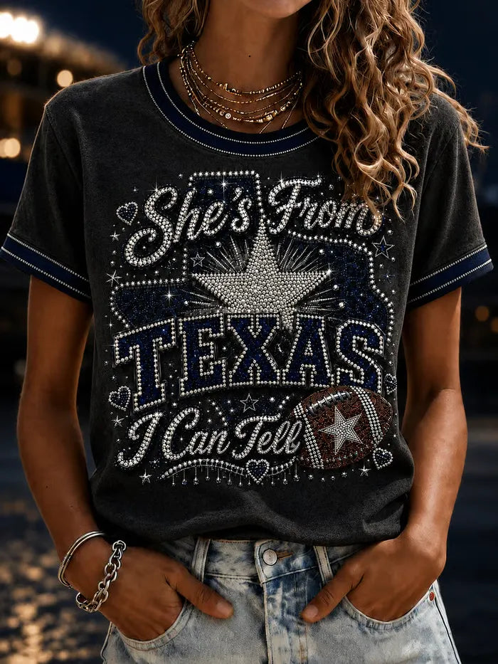 Women's Casual Football Print T-Shirt