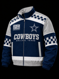 Unisex Vintage-Style Football -Print Bomber Jacket With Full-Zip Design.
