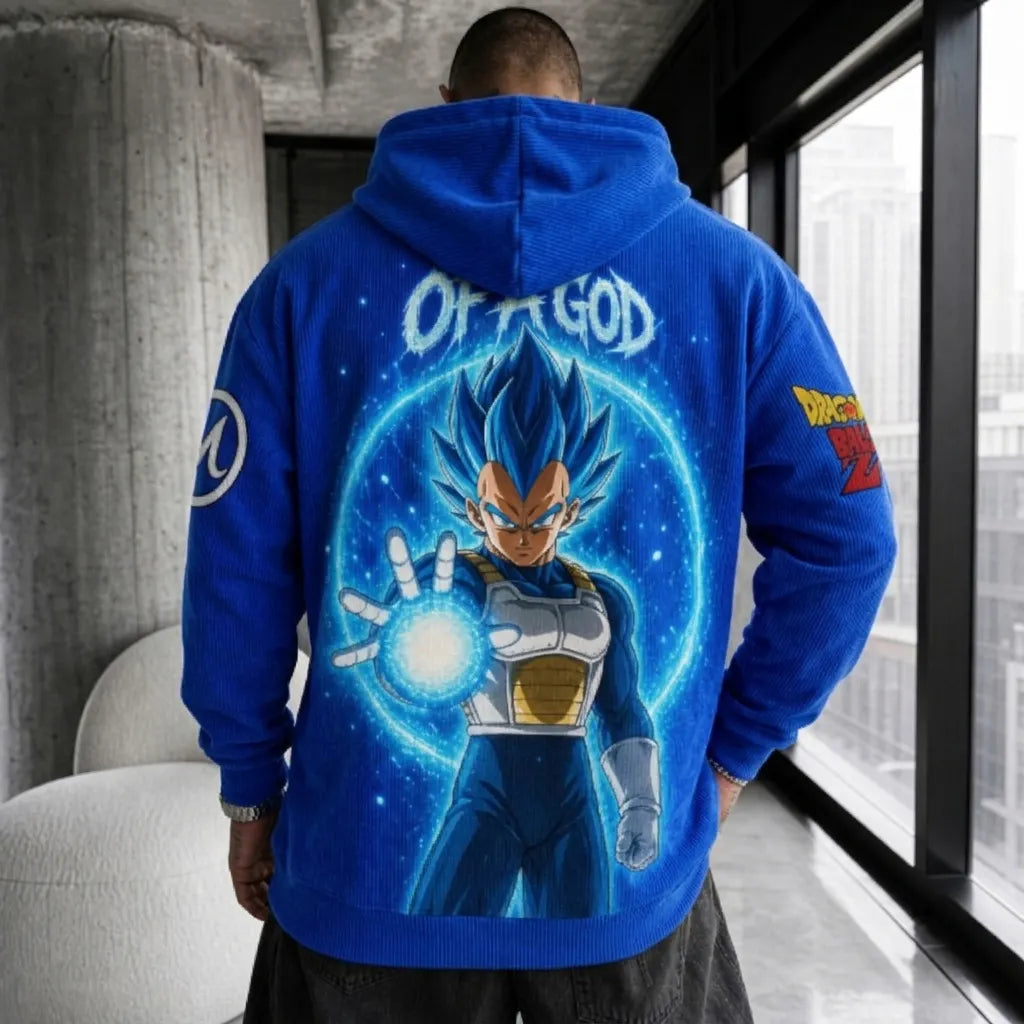Unisex Oversized Casual Anime-print Corduroy Hoodie
