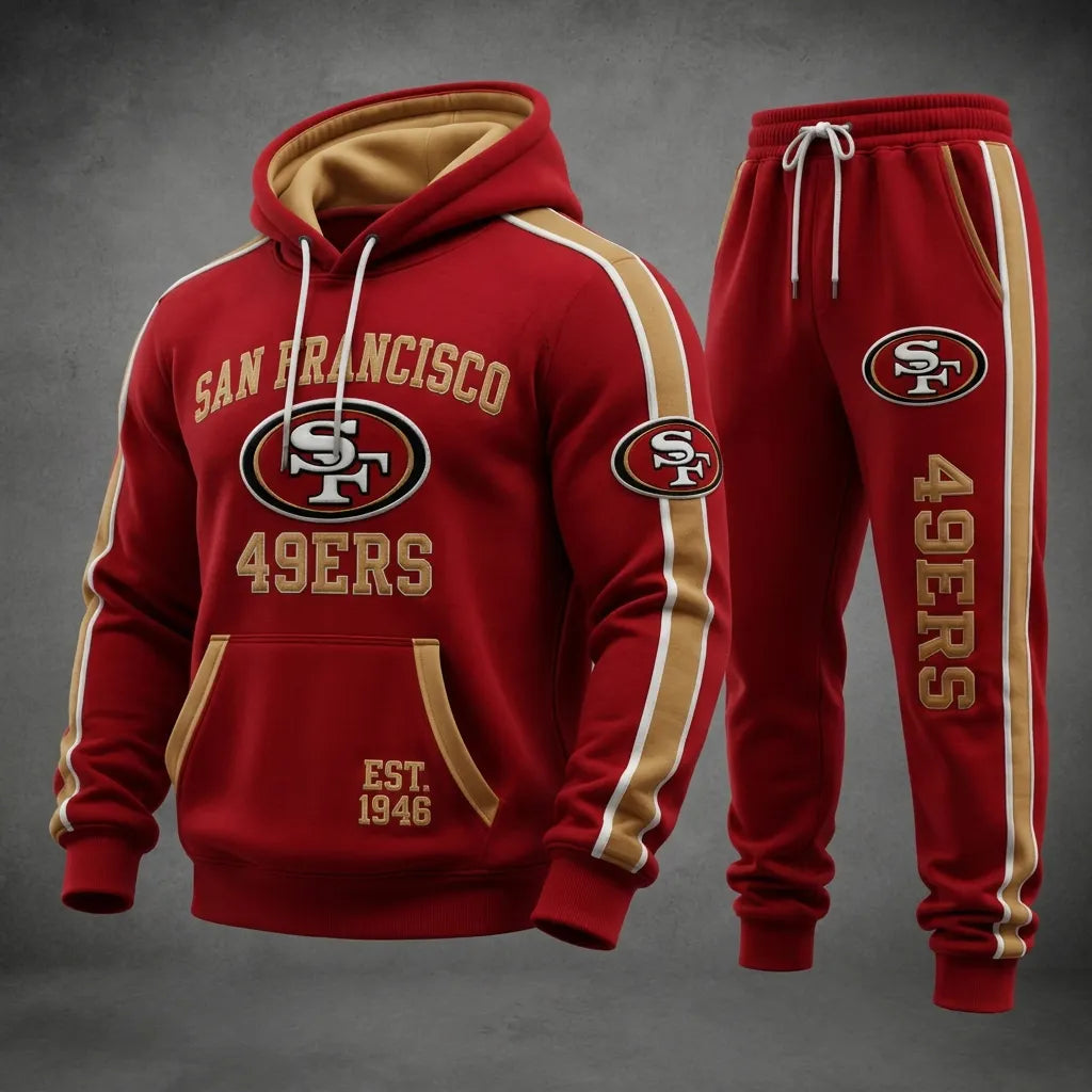 Unisex Casual Football Print Hoodies Set