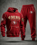 Premium Cotton-Blend Waffle Knit Hoodie And Jogger Set With Football Fans