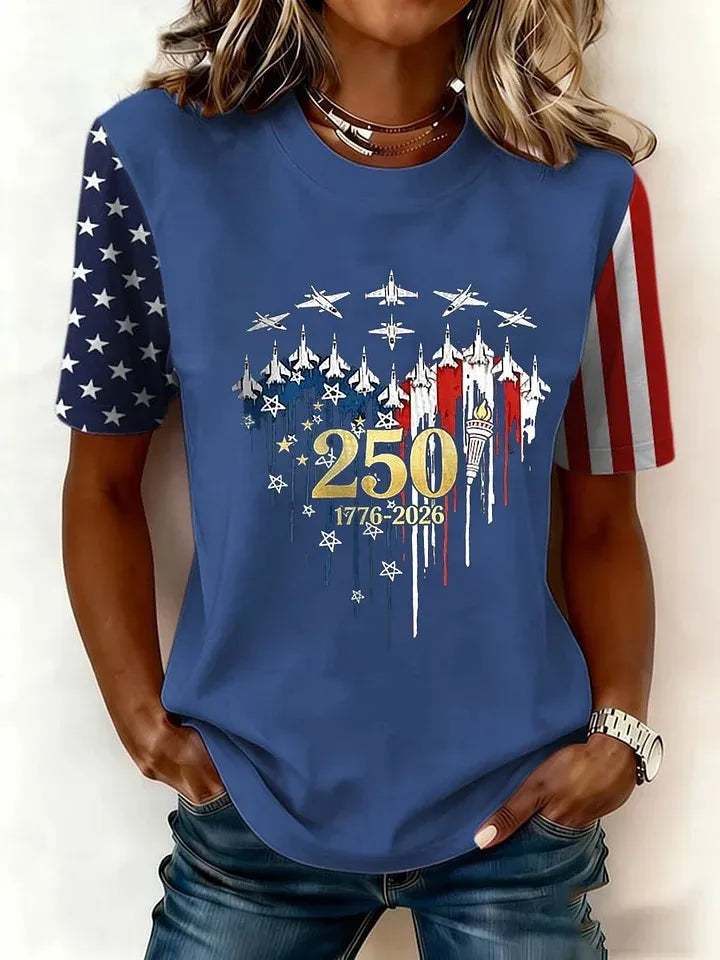 Women's USA 1776-2026 Print Casual T-Shirt