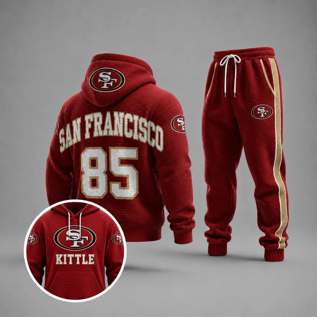 Casual Football Print Long Sleeve Drawstring Tracksuit Hoodie Set