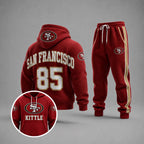 Casual Football Print Long Sleeve Drawstring Tracksuit Hoodie Set