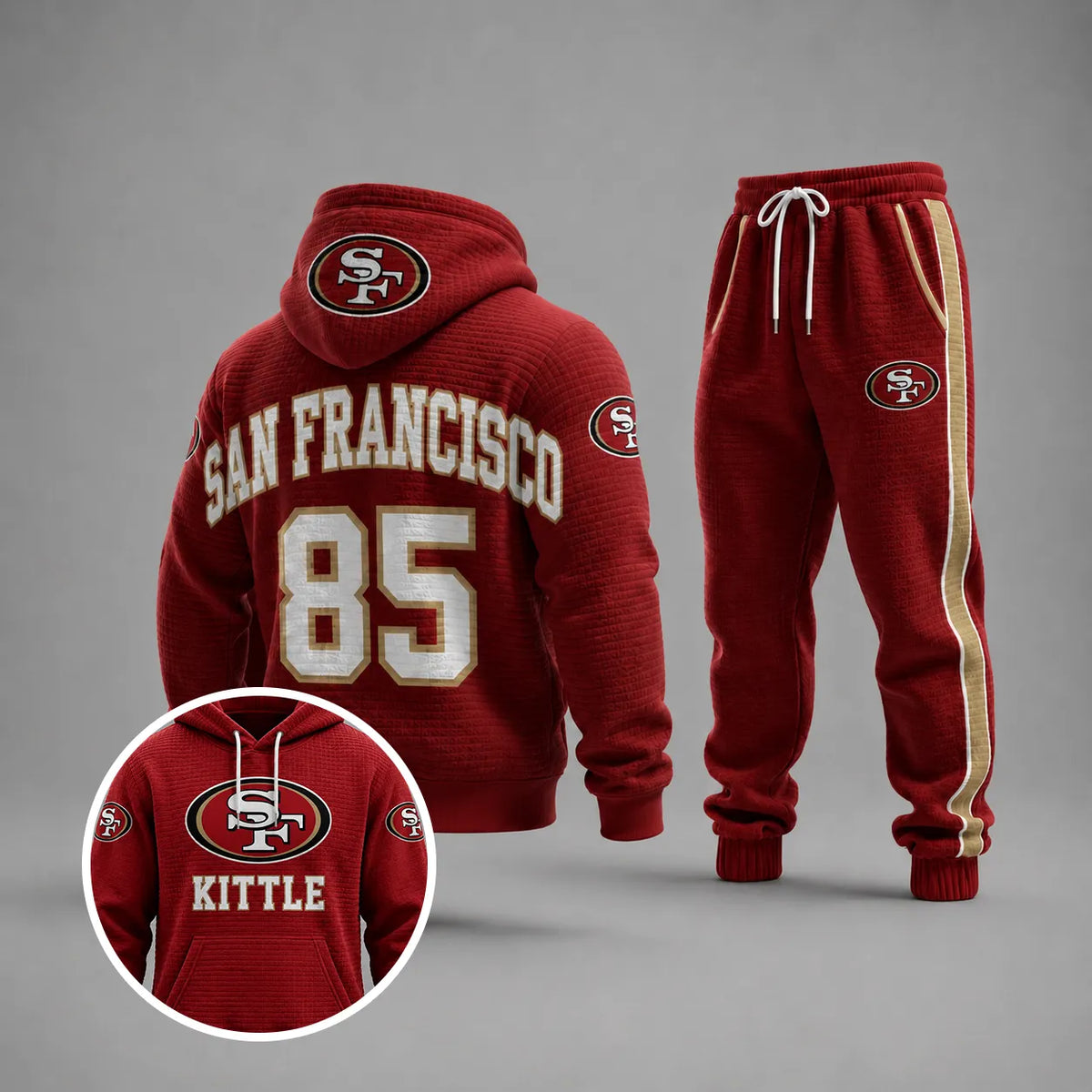 Casual Football Print Long Sleeve Drawstring Tracksuit Hoodie Set