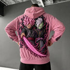 Unisex Oversized Casual Anime-print Corduroy Hoodie