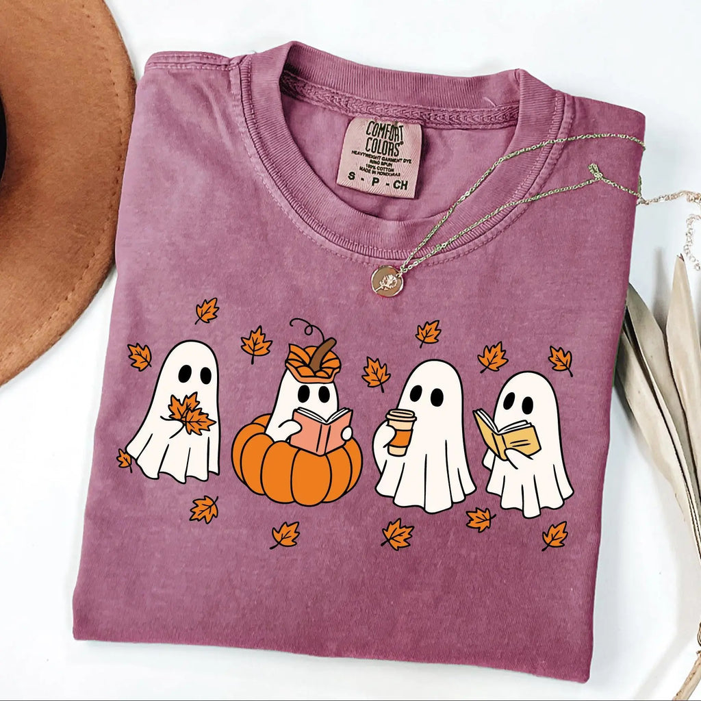  Pumpkin Ghosts Reading Book Shirt