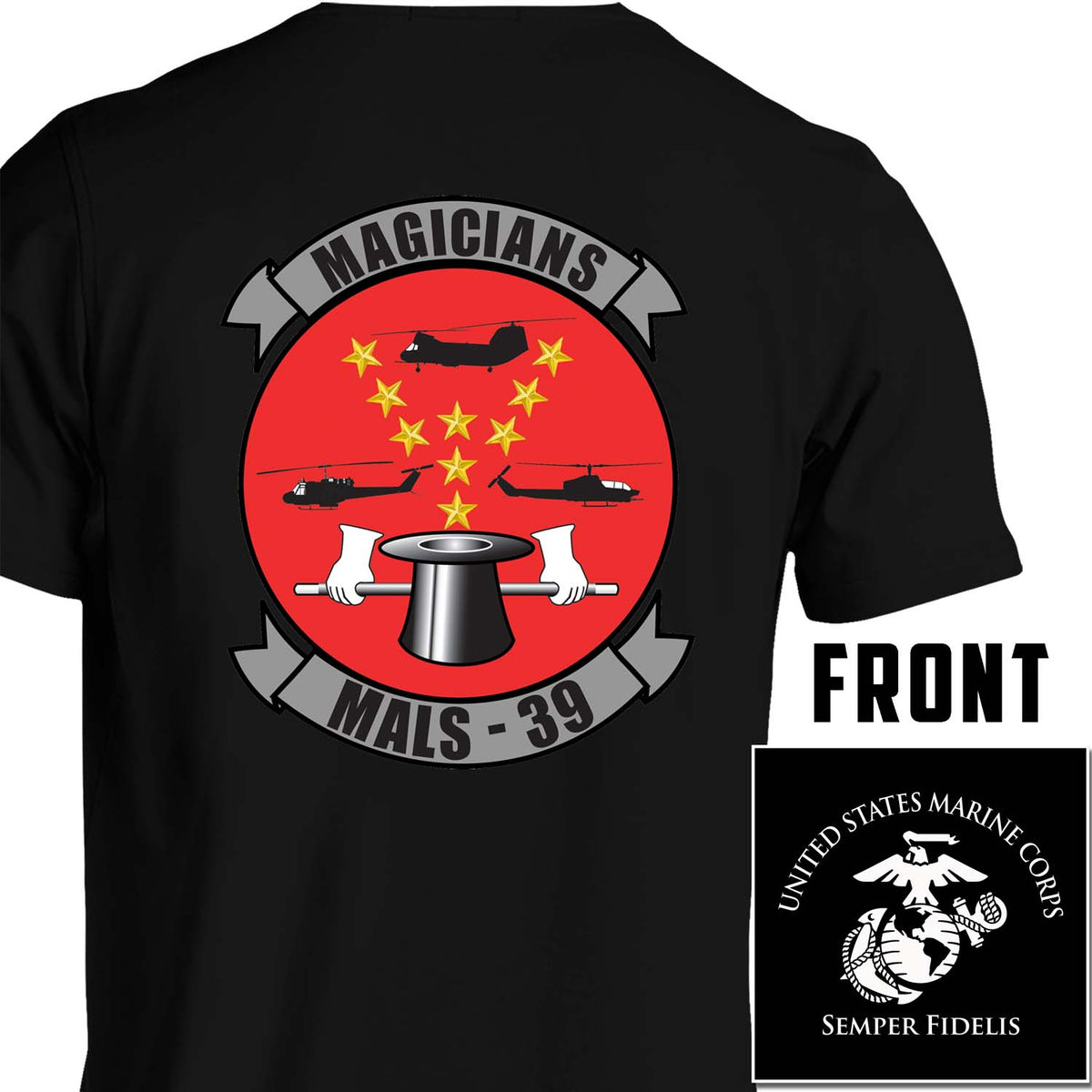 MALS-39 USMC Unit T-Shirt-(Magicians Version)