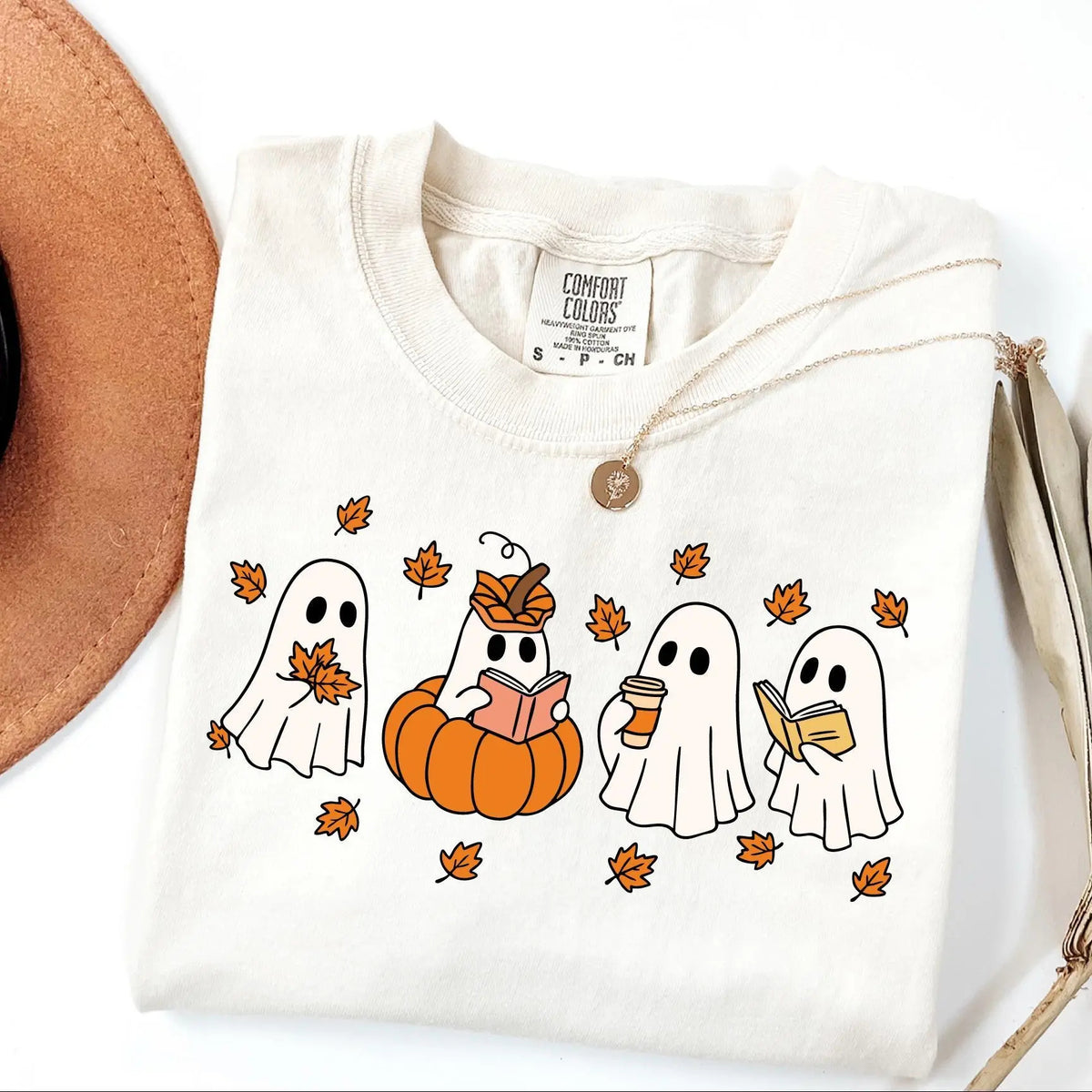  Pumpkin Ghosts Reading Book Shirt