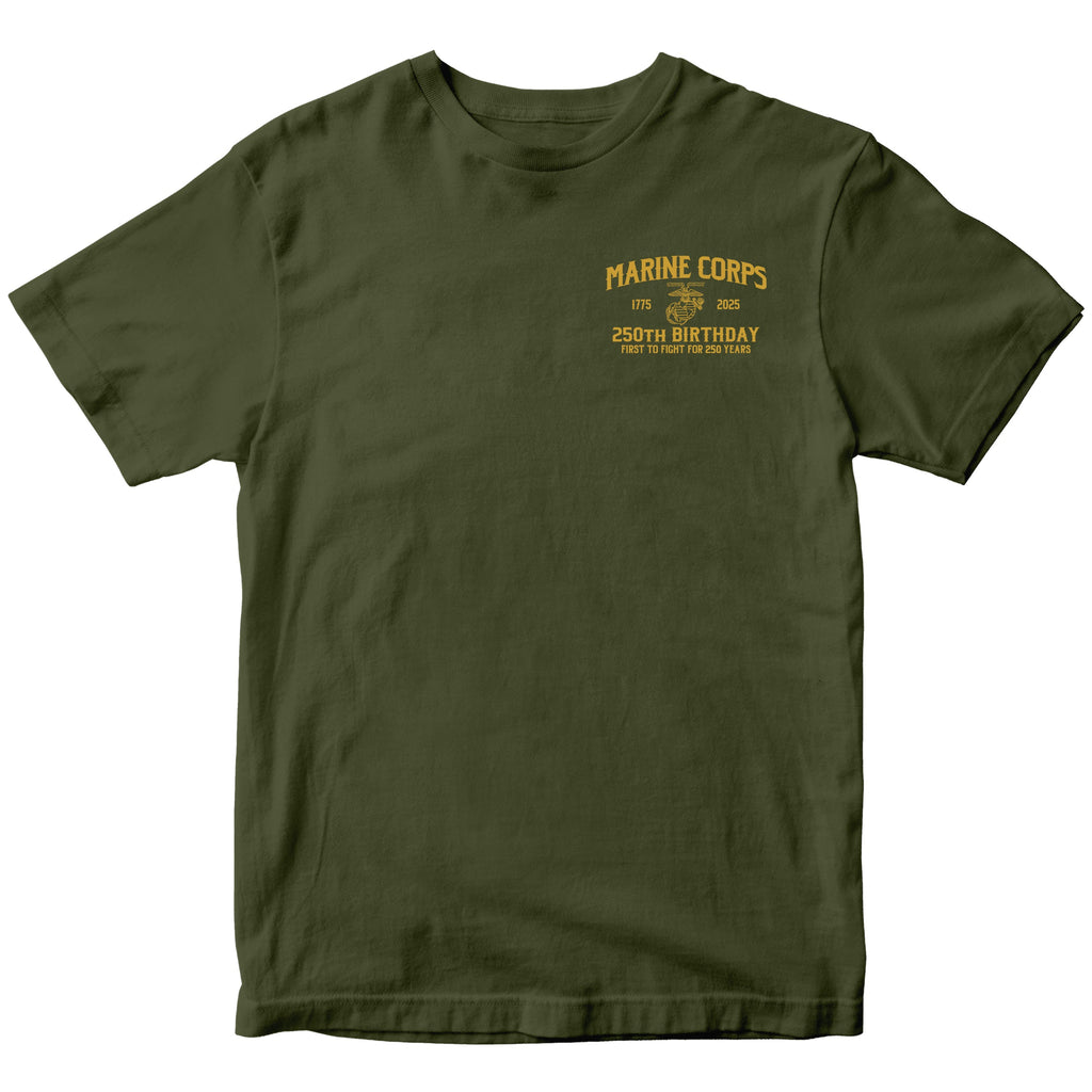 Marines Born In A Bar Skull 250th Birthday T-shirt