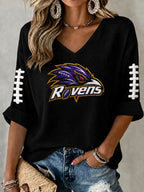 Women'S Football Print Waffle Top