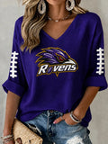 Women'S Football Print Waffle Top