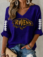 Women'S Football Print Waffle Top