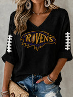 Women'S Football Print Waffle Top