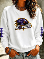 Women'S Retro Football Print Round Neck Sports Shirt