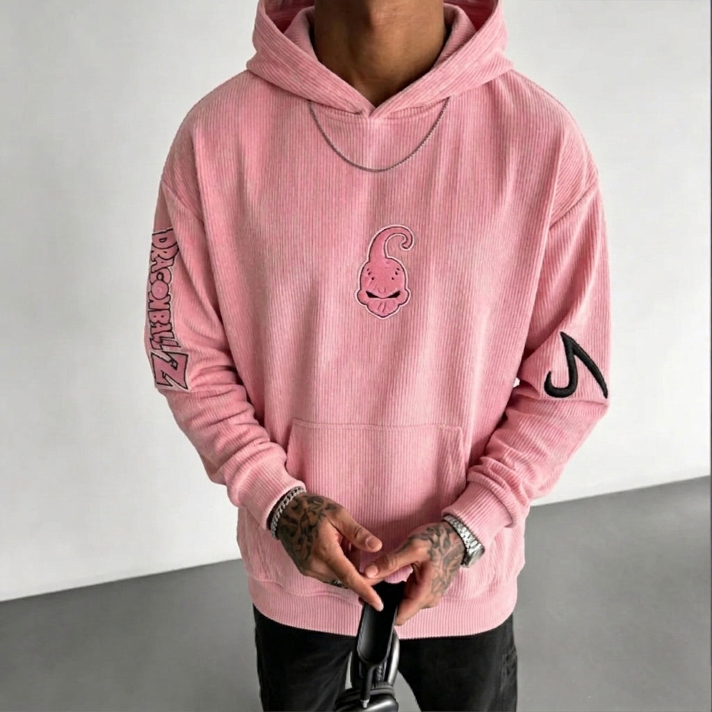 Unisex Oversized Casual Anime-print Corduroy Hoodie