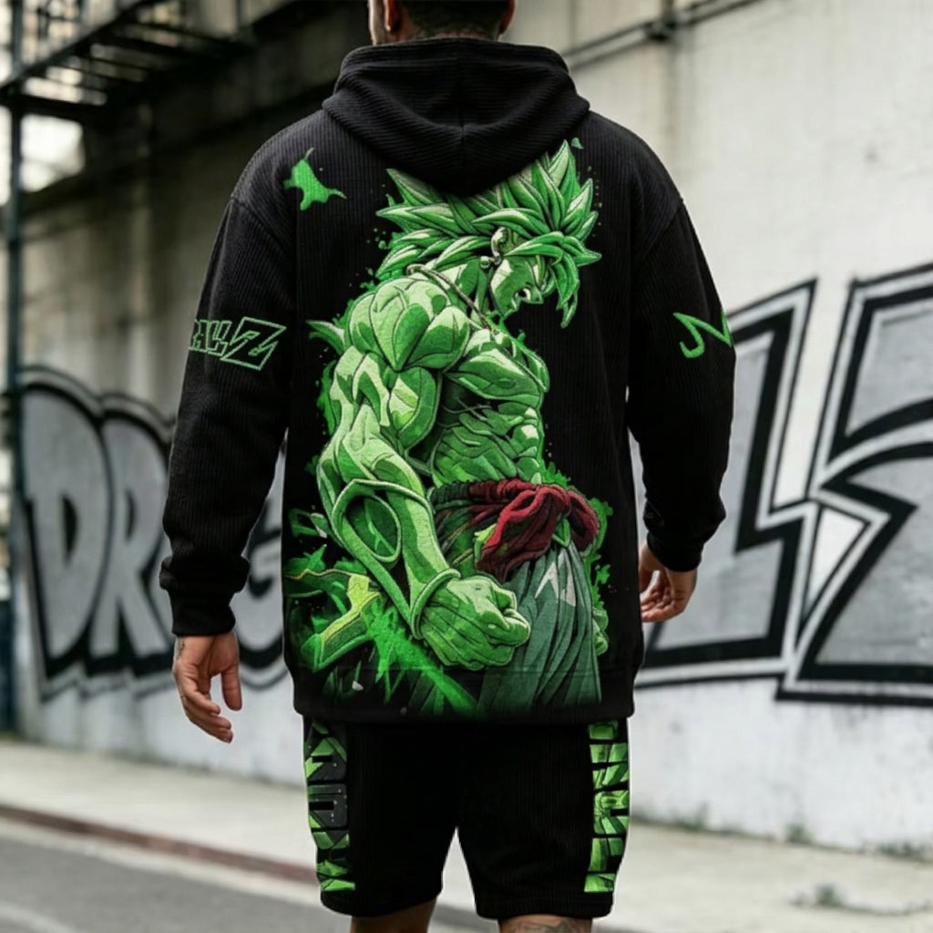 Unisex Oversized Casual Anime-print Corduroy Hoodie