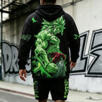 Unisex Oversized Casual Anime-print Corduroy Hoodie