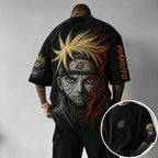 Unisex Anime-Style Retro Corduroy Oversized T-Shirt