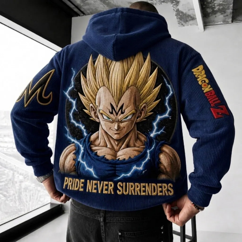 Unisex Oversized Casual Anime-print Corduroy Hoodie
