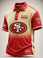 Men's Football Printed Short-Sleeve Polo Shirt