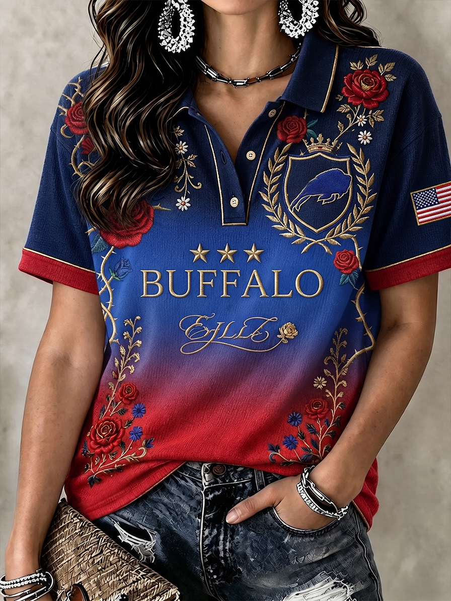 Women's Casual Football Print T-Shirt