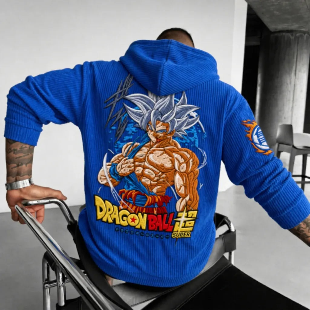 Unisex Oversized Casual Anime-print Corduroy Hoodie
