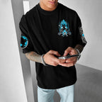 Unisex Anime-Style Retro Corduroy Oversized T-Shirt
