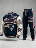 Unisex Vintage Football‐Inspired Print Sweatershirt Set