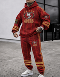Premium Cotton-Blend Waffle Knit Hoodie And Jogger Set With Football Fans