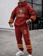 Premium Cotton-Blend Waffle Knit Hoodie And Jogger Set With Football Fans