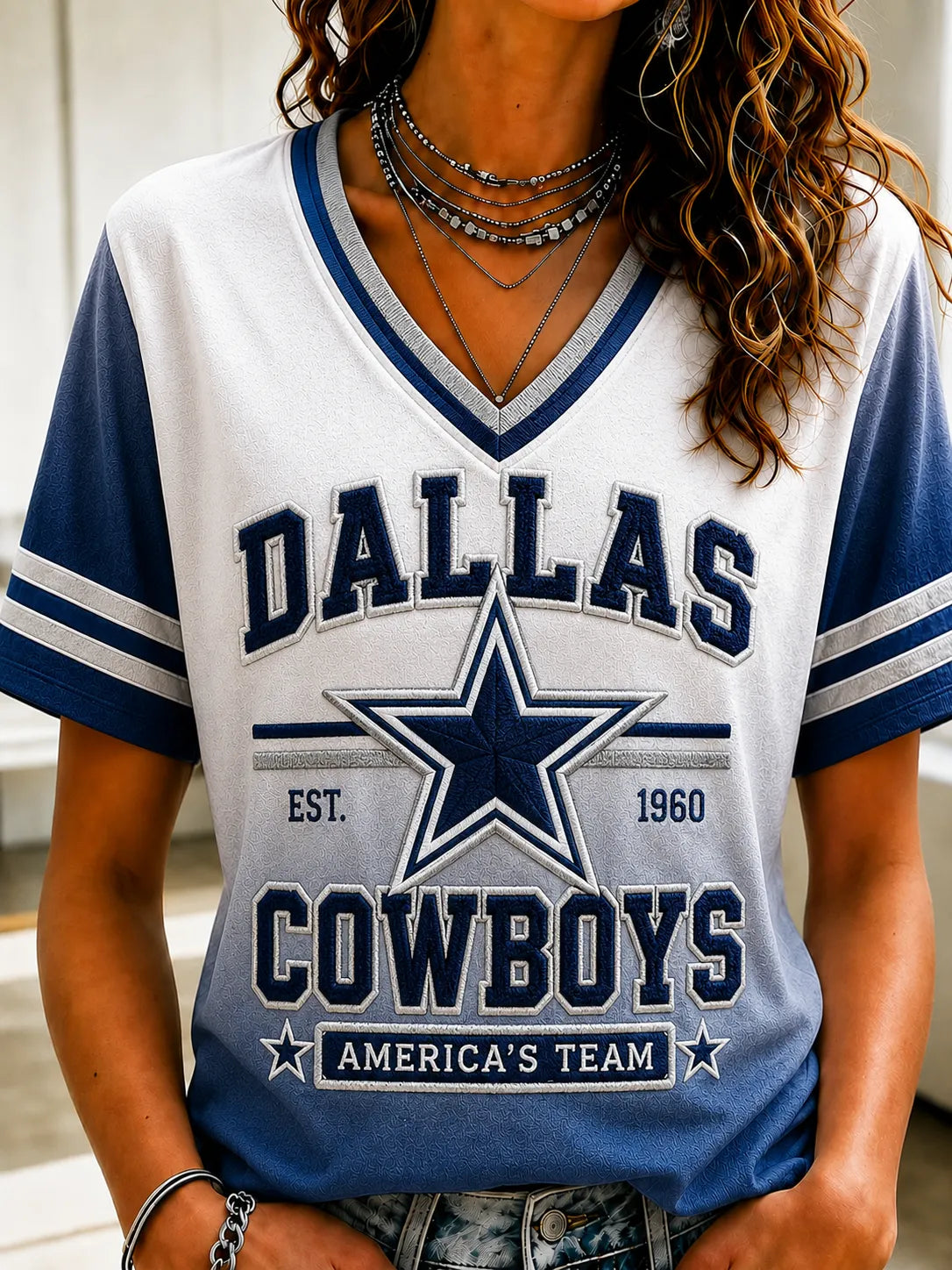 Women's Casual Football Print T-Shirt