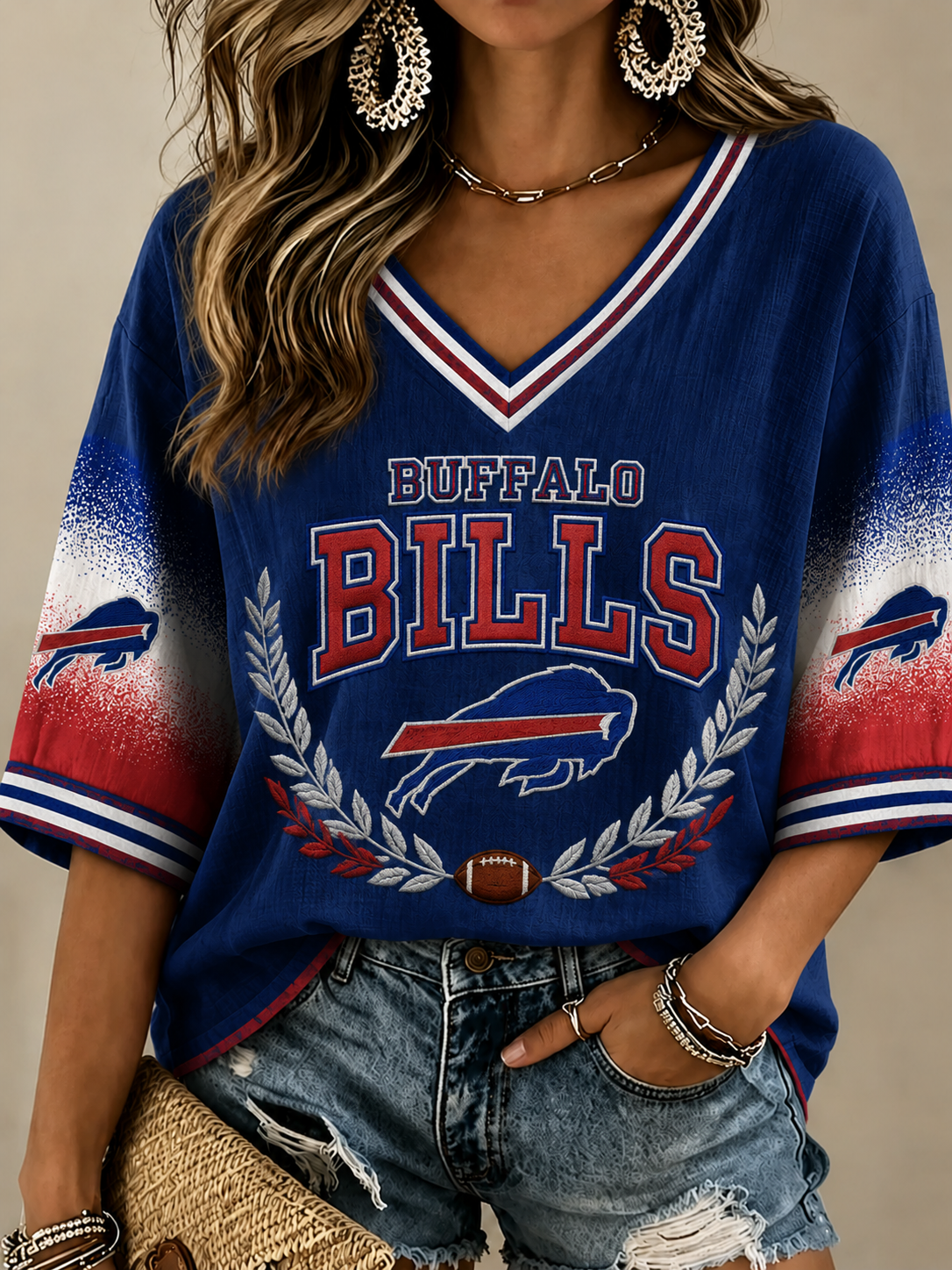 Women's Casual Football Print T-Shirt