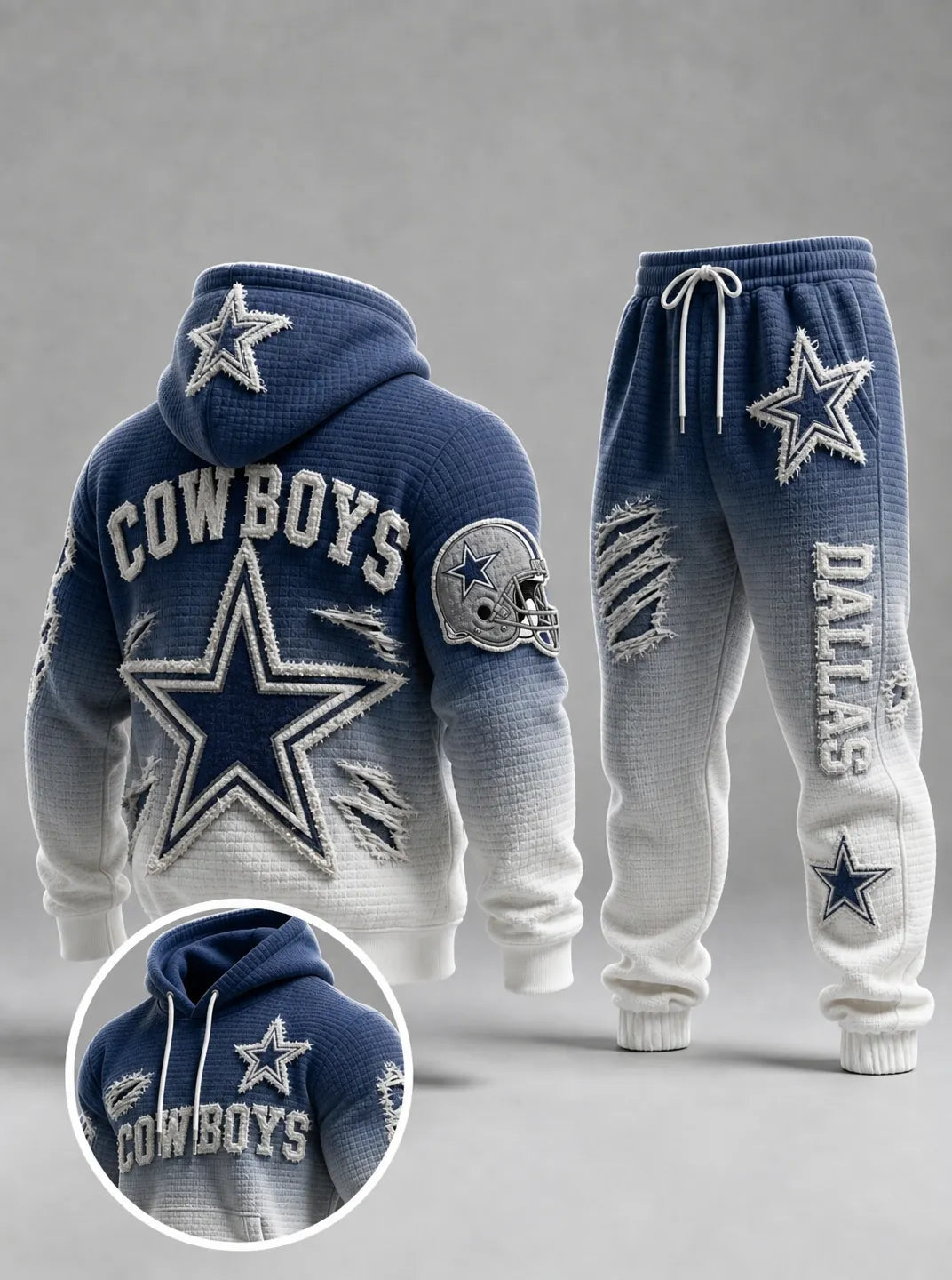 Vintage Football‐Inspired Print Long Sleeve Drawstring Tracksuit Hoodie Set