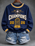 Women's Baseball Print Sweatshirt