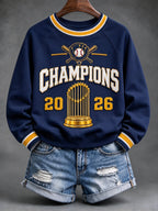 Women's Baseball Print Sweatshirt