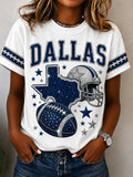 Women's Casual Football Print T-Shirt