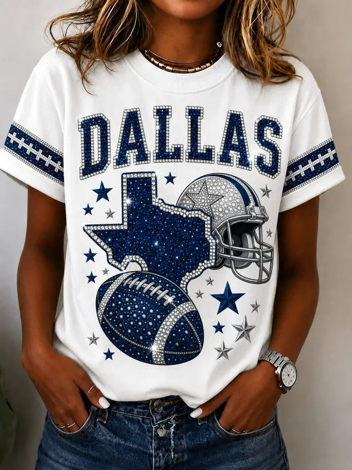 Women's Casual Football Print T-Shirt