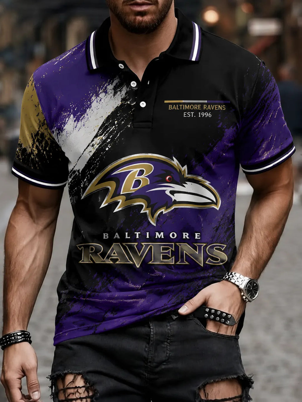 Men's Football Print Polo Shirt