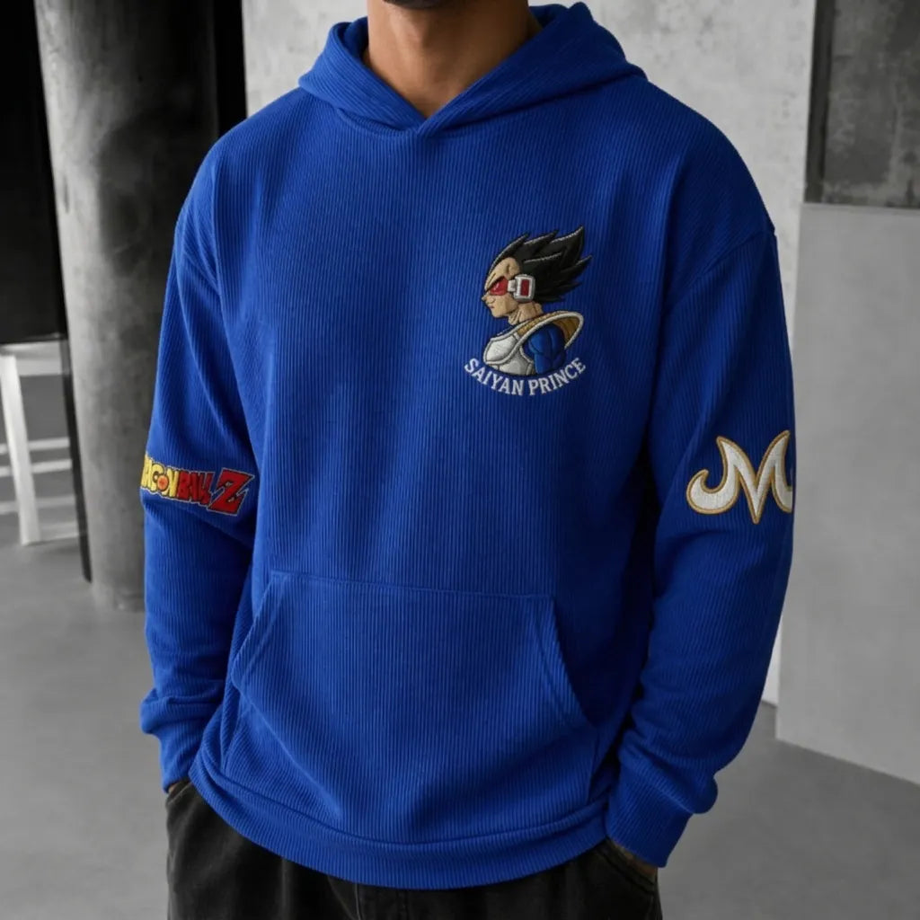 Unisex Oversized Casual Anime-print Corduroy Hoodie