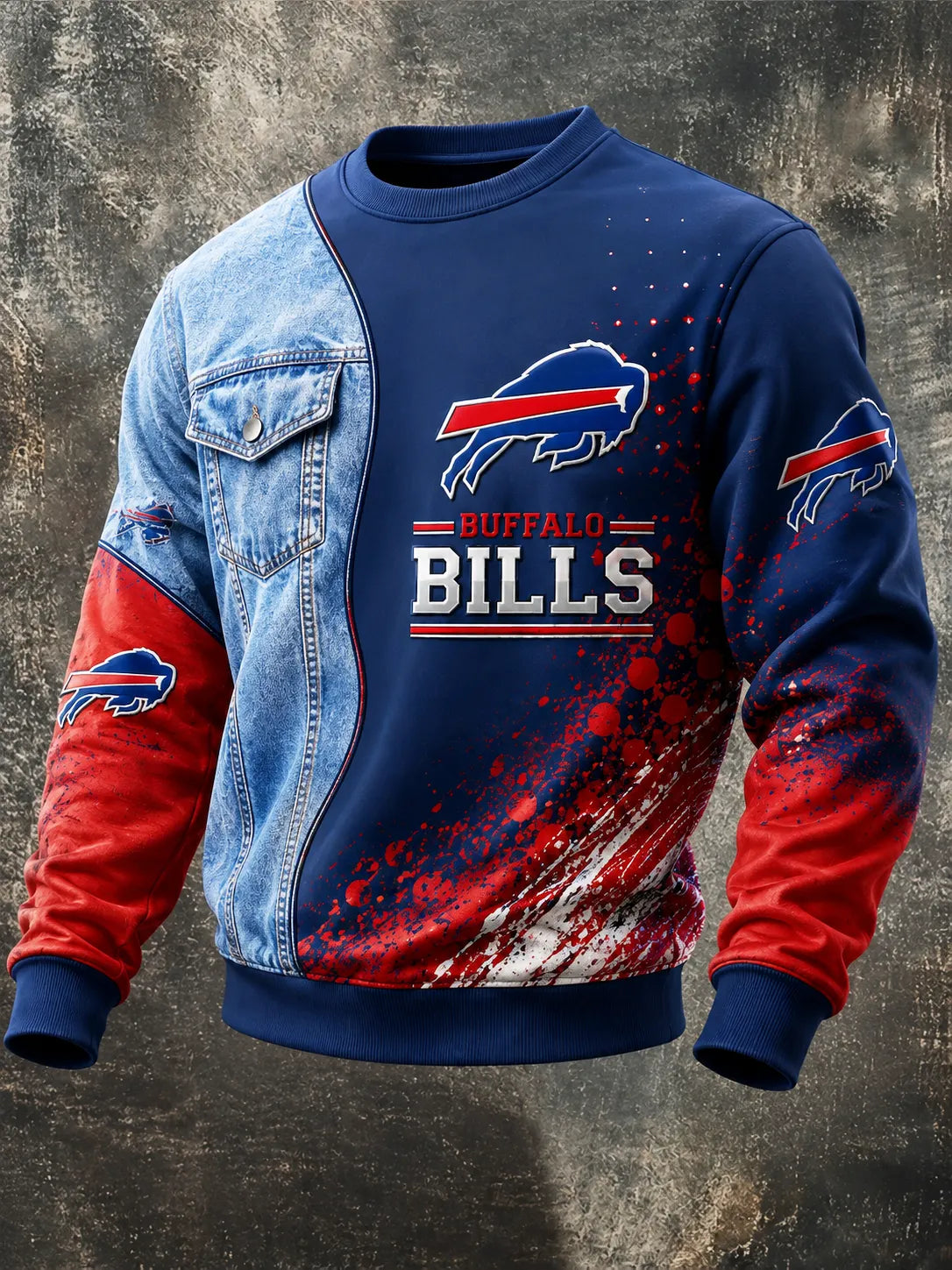 Men's Football-Print Sweatshirt